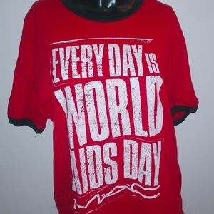 MAC Cosmetics EVERYDAY IS WORLD AIDS DAY red shirt